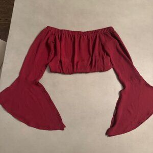 Maroon Long Sleeve Crop Top (blue blush)